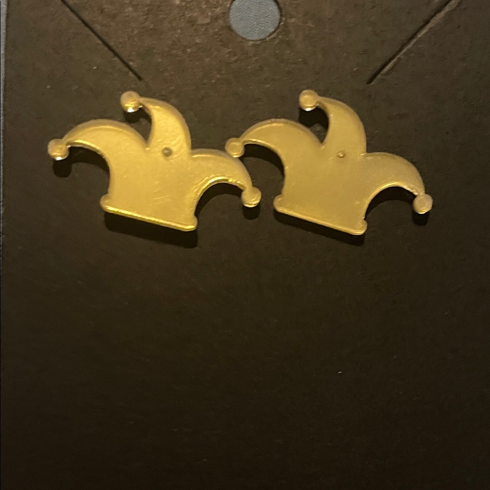 Gold Jester Hat Earrings